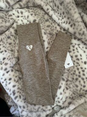 Heart Logo High-Waist Leggings in Taupe